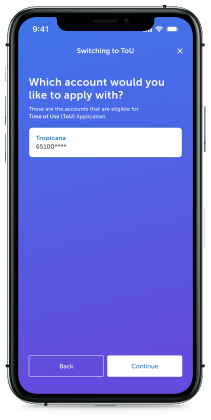 Select TNB account that's eligible for ToU application